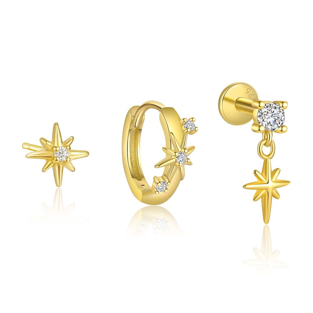 S925 Sterling Silver Starburst Micro-Pave Stud Earrings