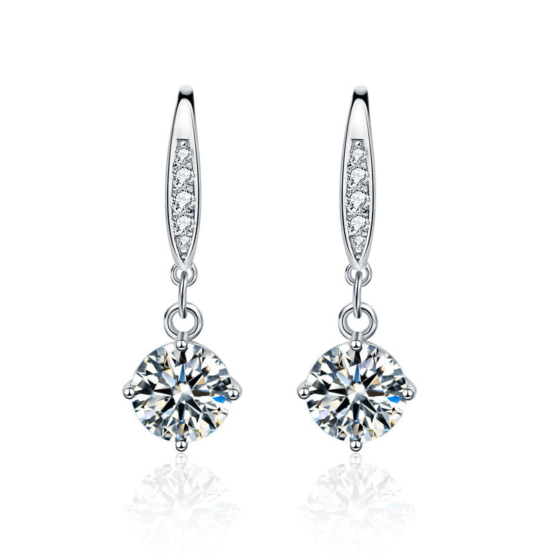 Elegant 925 Sterling Silver Moissanite Hook Earrings