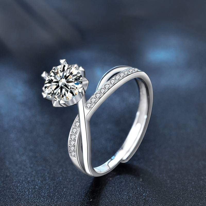 S925 Sterling Silver “Sea & Mountain Vow” Moissanite Ring