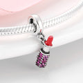 S925 Sterling Silver Lipstick Pendant Inlaid with Purple Zircon Pendant