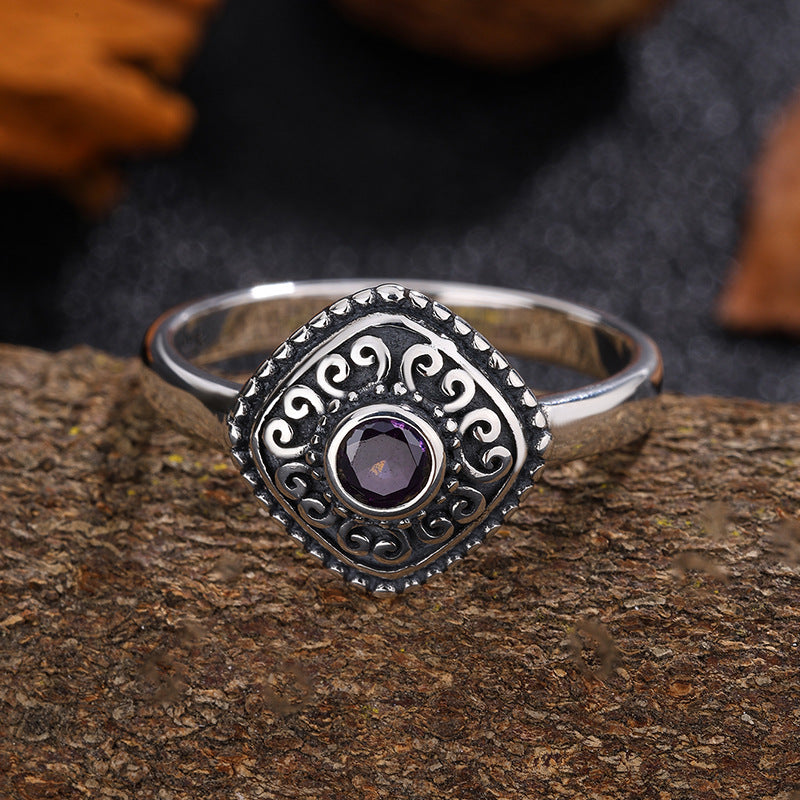 S925 Sterling Silver Halloween Ring with Antiqued Pattern
