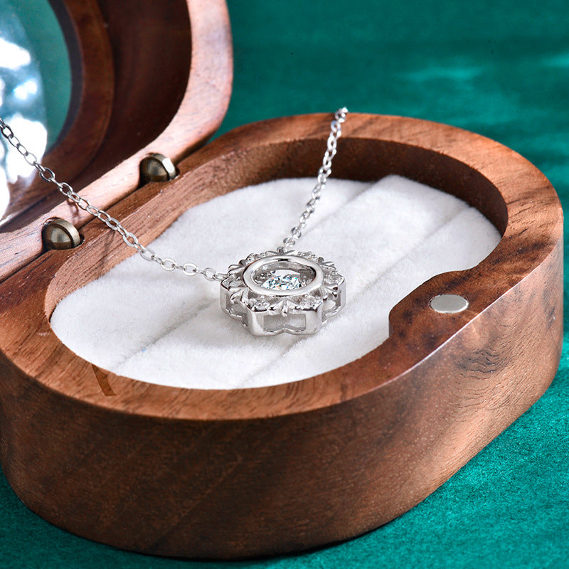 S925 Sterling Silver Snowflake Pendant Moissanite Necklace
