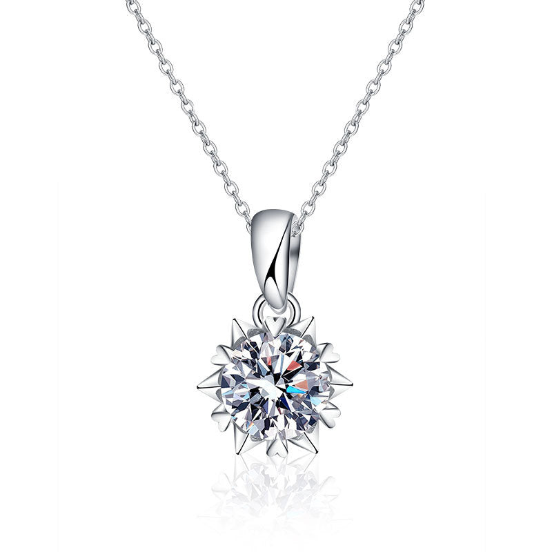 S925 Sterling Silver Moissanite Six-Pointed Star Snowflake Necklace