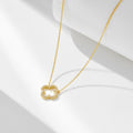S925 Sterling Silver Hollow Zircon Inlaid Four Leaf Clover Necklace