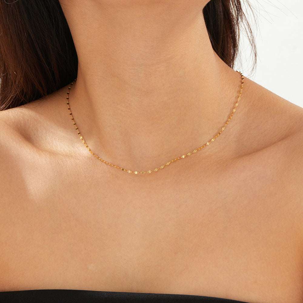 S925 Silver 18K Gold Plating Tile Choker Necklace