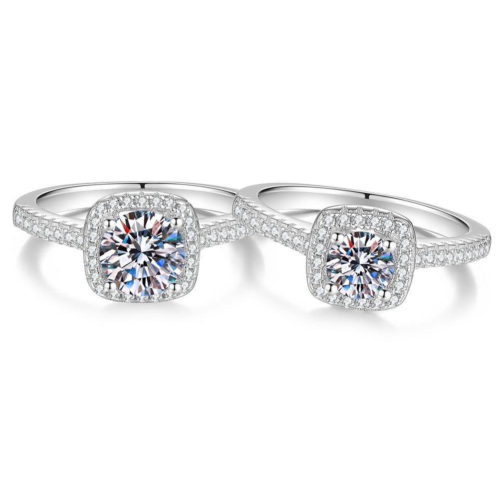 S925 Sterling Silver Princess-Cut Moissanite Ring