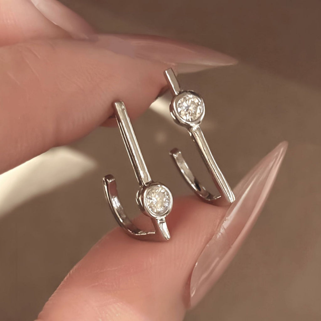 S925 Sterling Silver Geometric Moissanite Stud Earrings