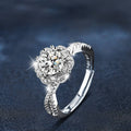 925 Sterling Silver 1 Carat Moissanite Open Ring