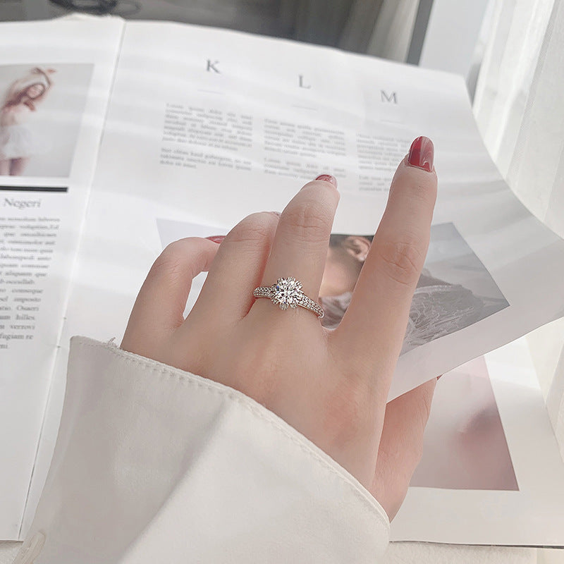 S925 Sterling Silver “Rose Fountain” Moissanite Ring