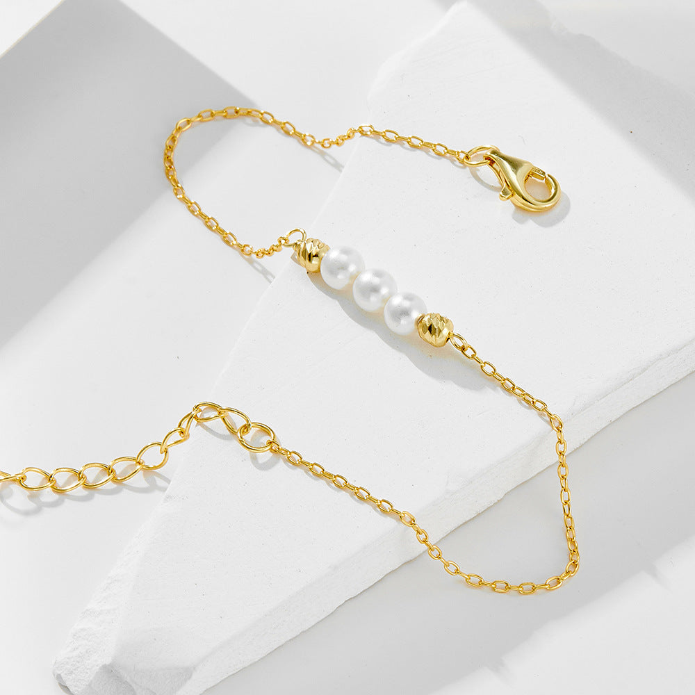 S925 Sterling Silver Beads Pearl Bracelet