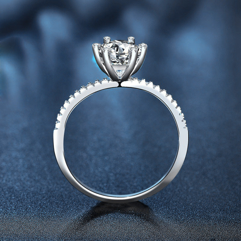S925 Sterling Silver Classic Six-Claw Moissanite Ring