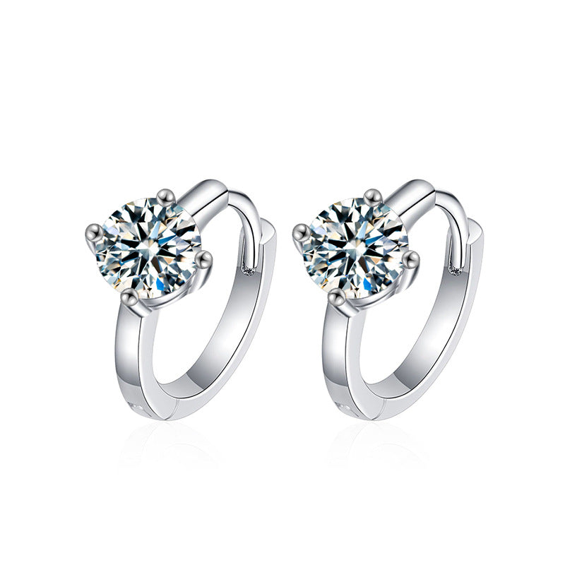 Moissanite minimalist classic four-prong earrings, versatile style