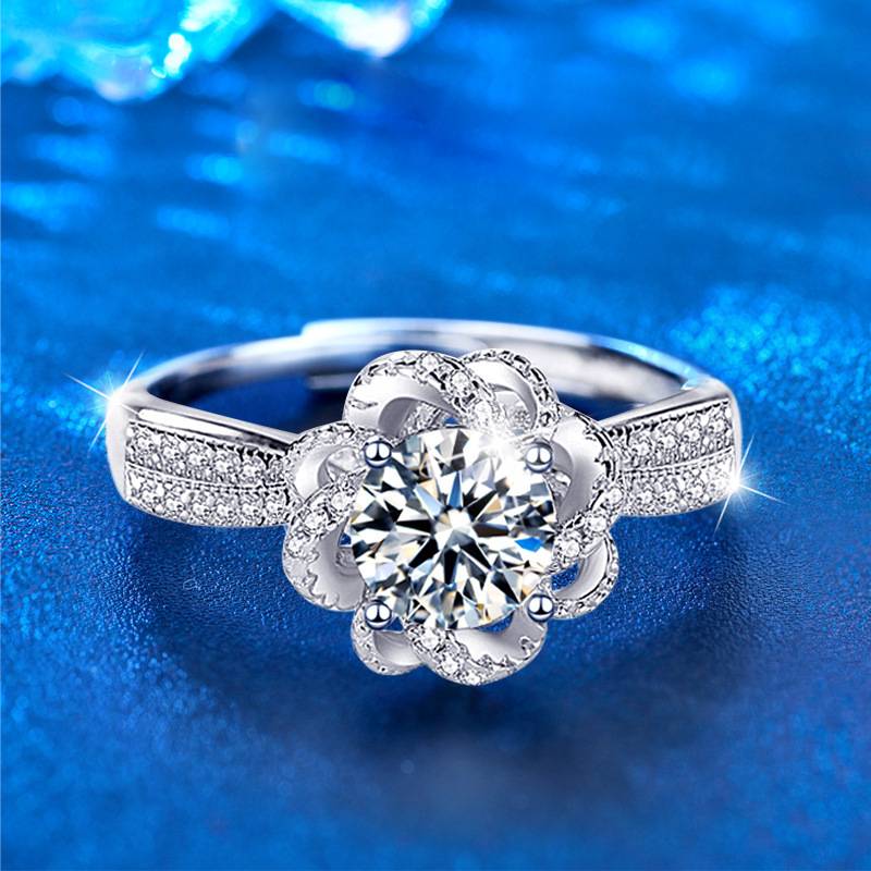 S925 Sterling Silver “Rose Fountain” Moissanite Ring