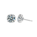Simple and versatile moissanite 925 sterling silver classic four-prong stud earrings