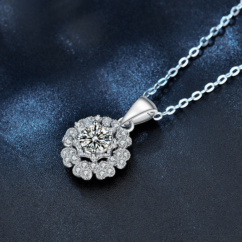 S925 Sterling Silver Moissanite Kaleidoscope Pendant Necklace