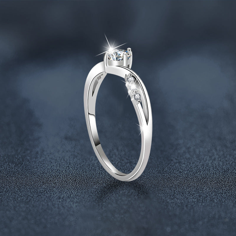 S925 Sterling Silver Classic Interwoven Four-Claw Moissanite Ring