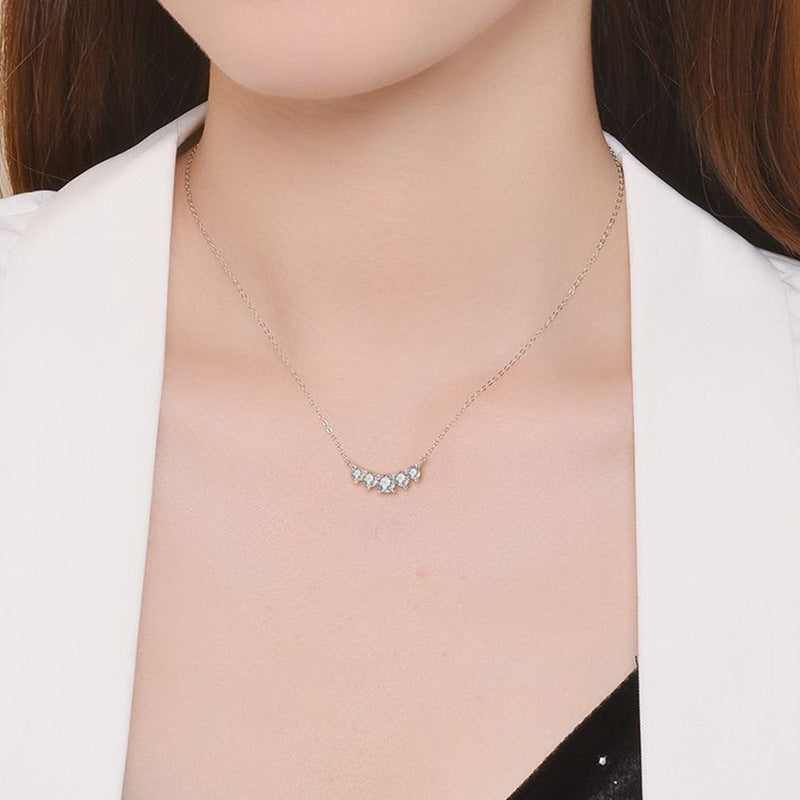 S925 Sterling Silver Smile Moissanite Necklace