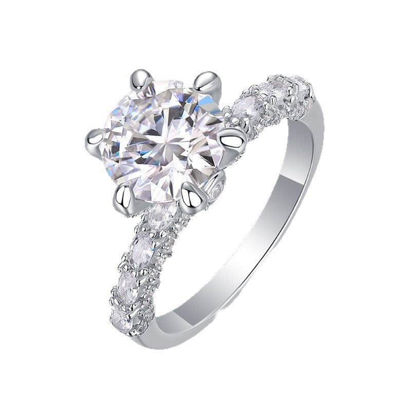 S925 Sterling Silver Ring with 1, 2, or 3-Carat Moissanite