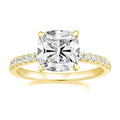S925 silver four-claw 9 × 9 pillow 4-carat zircon ring