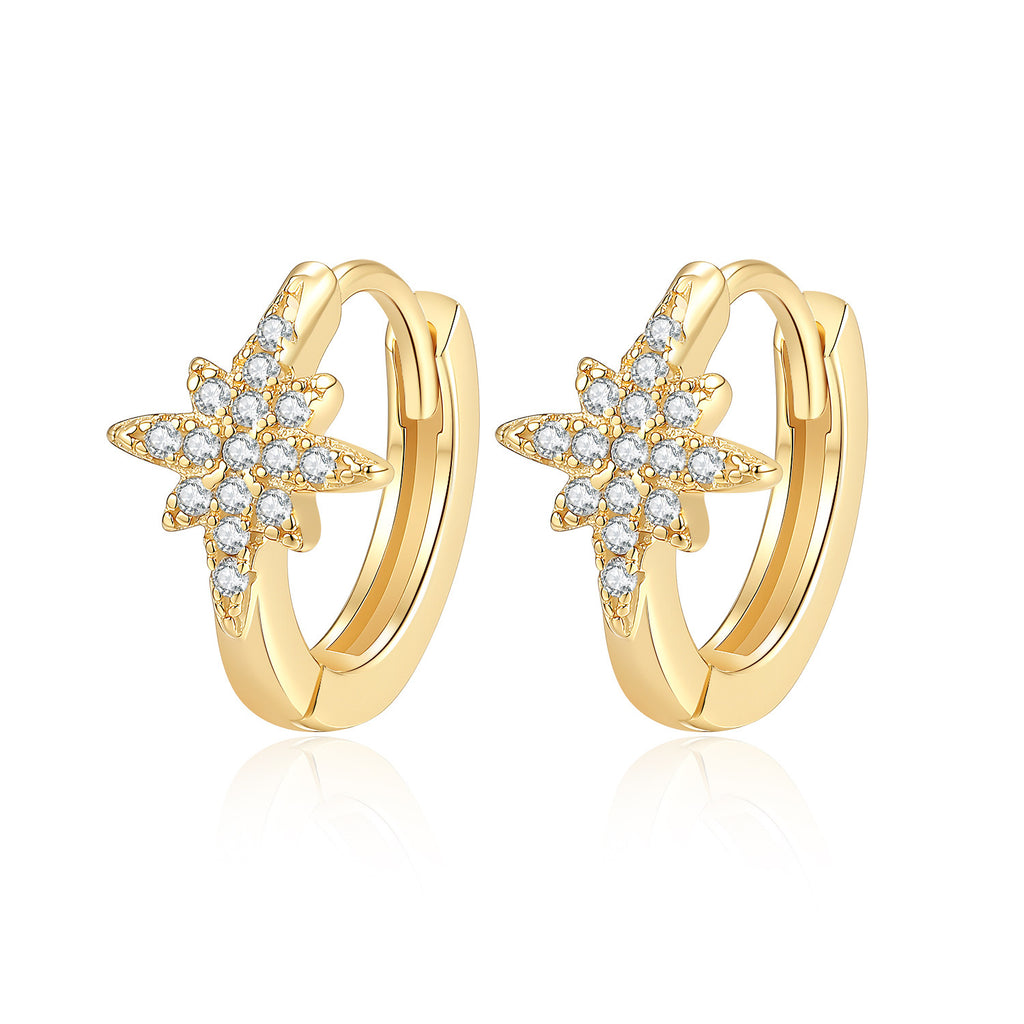 S925 Sterling Silver Eight-Pointed Star Earrings