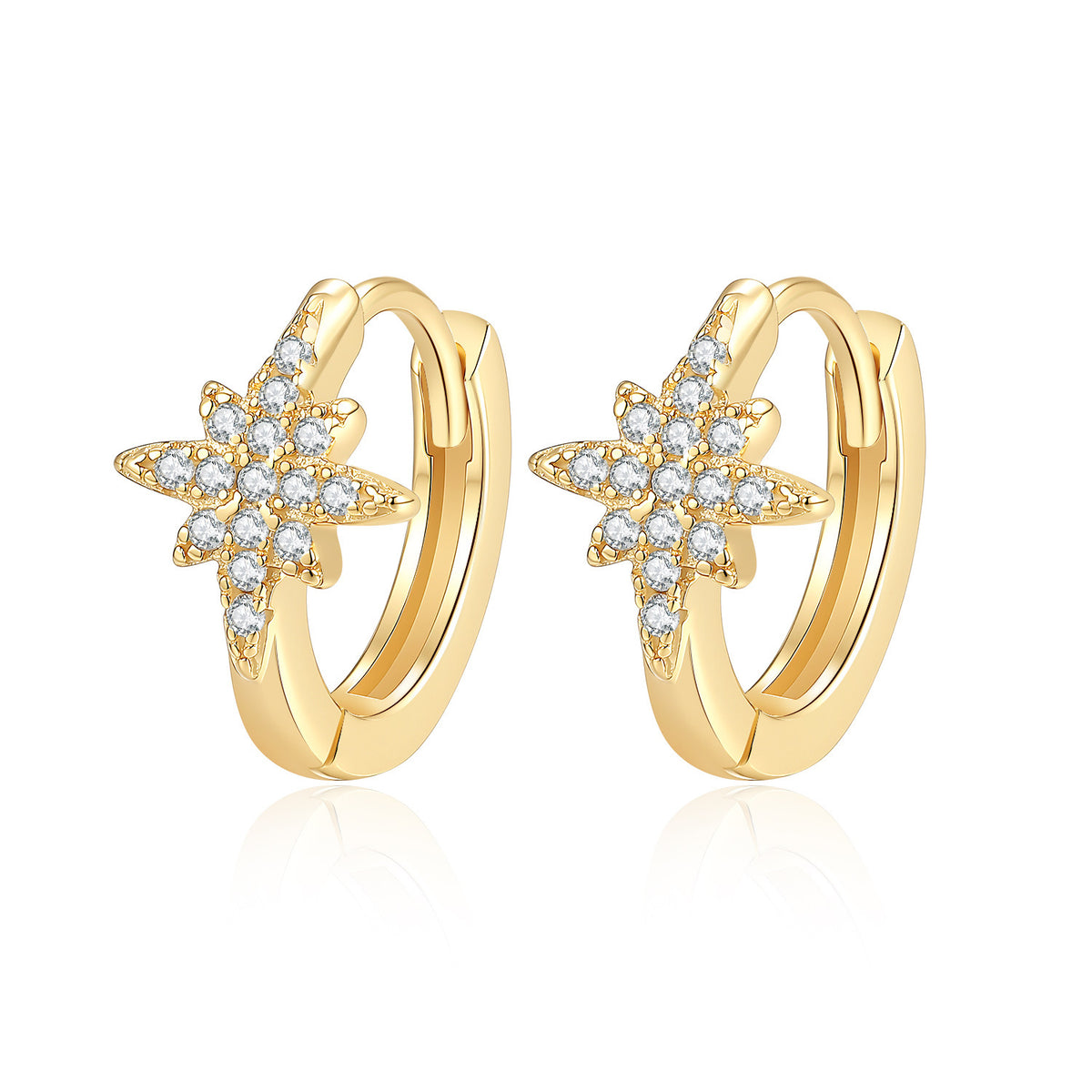 S925 Sterling Silver Eight-Pointed Star Earrings