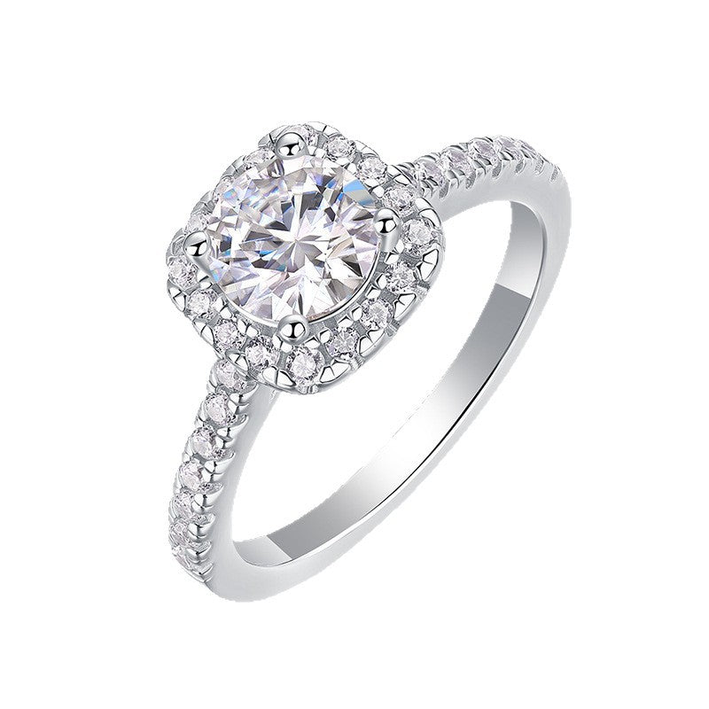 S925 Silver "Square Sugar" Moissanite Ring
