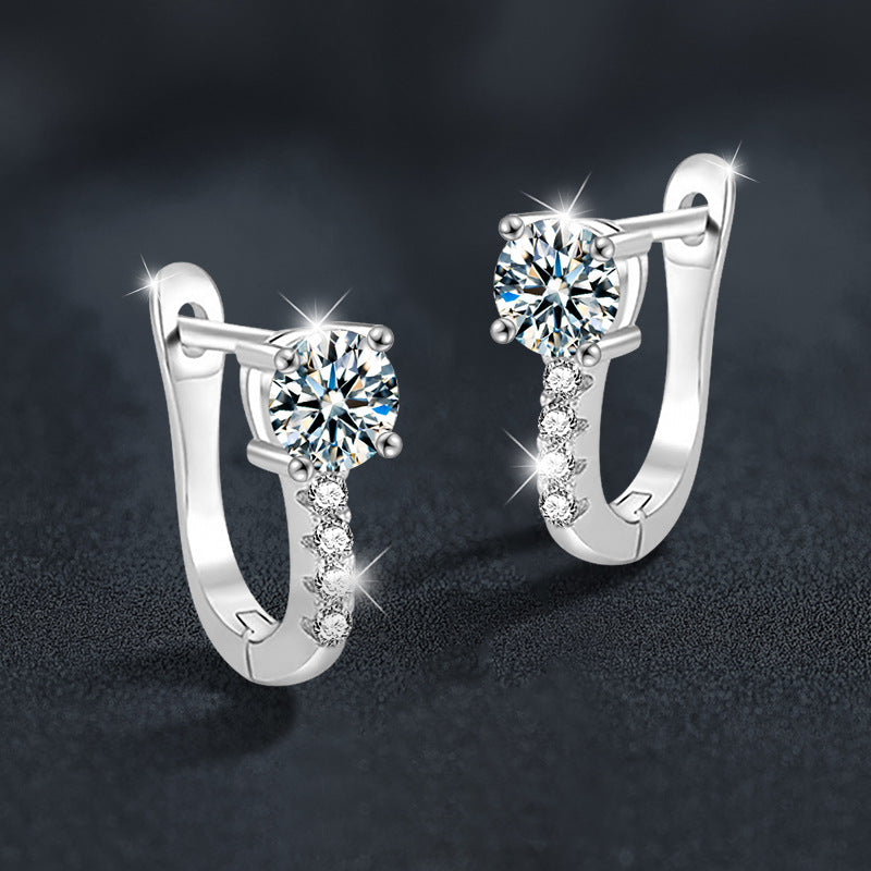 S925 Sterling Silver Moissanite Classic U-Shaped Earrings
