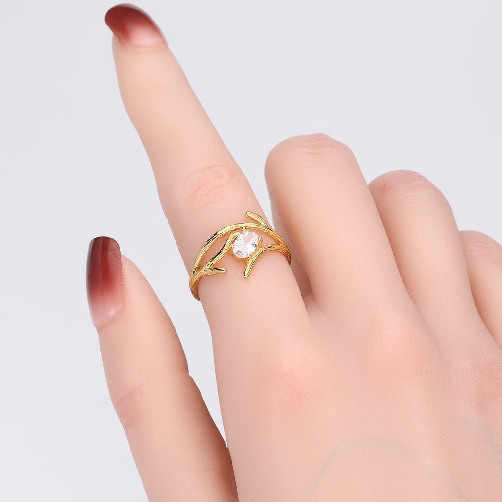 S925 Sterling Silver Ring, Korean Fashion Trendsetter, Exquisite Stone Setting, Adjustable Opening