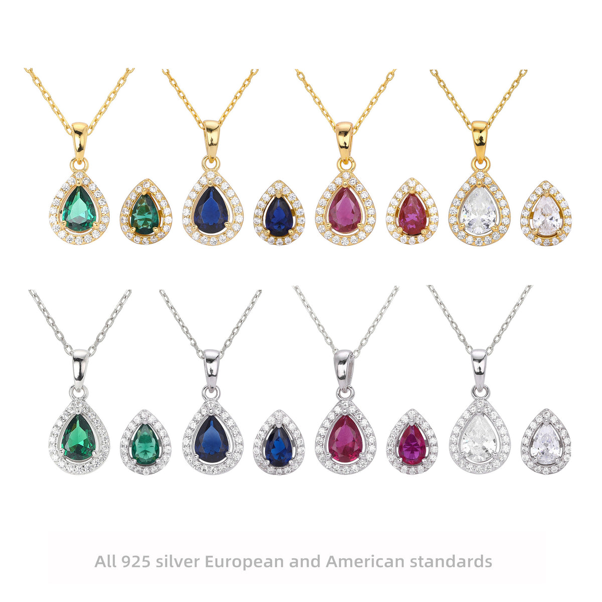 European and American style double-layer zircon earrings and light luxury zircon necklace