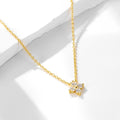 S925 Sterling Silver Plated 14K Gold Zircon Inlaid Four Leaf Clover Necklace