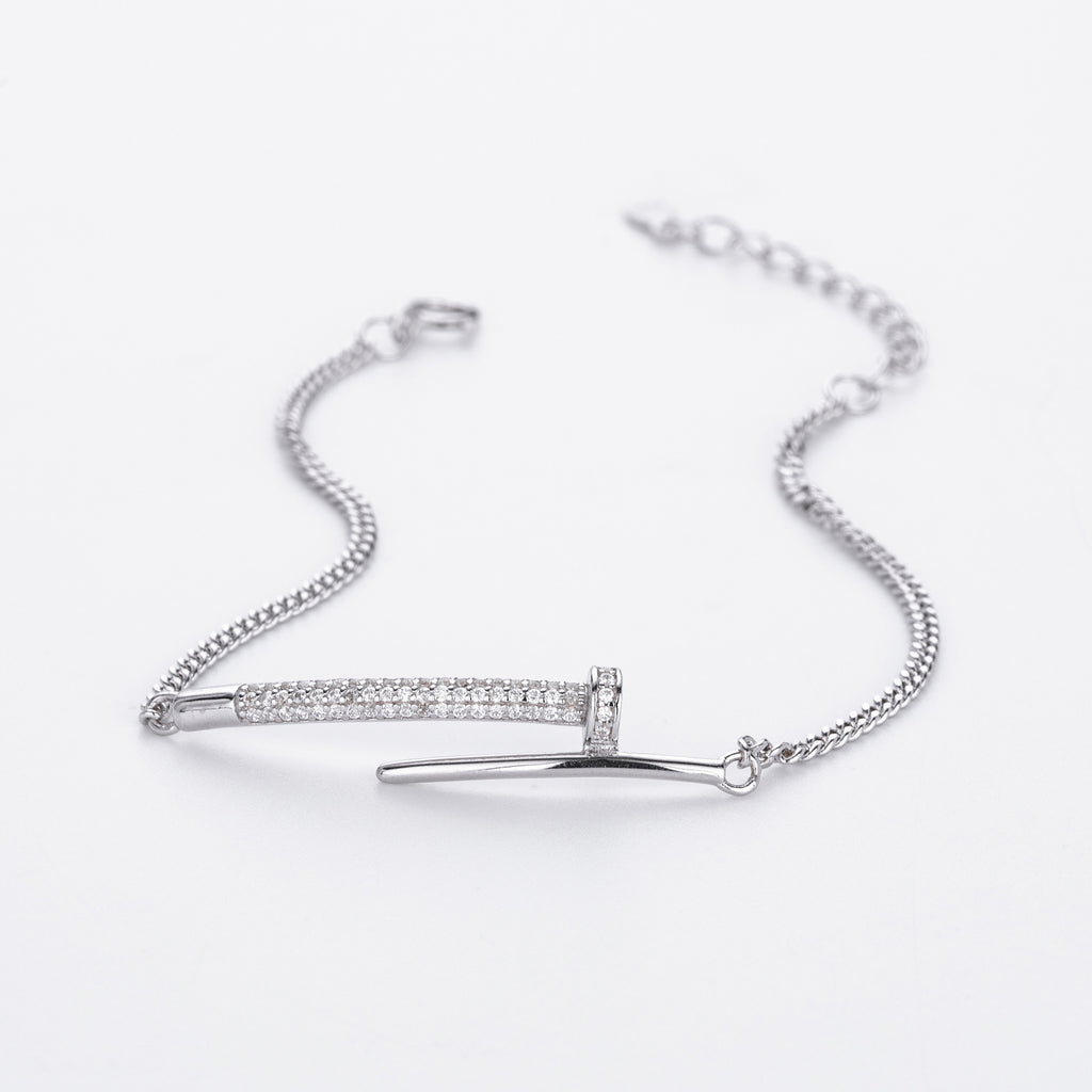 S925 Sterling Silver Studded Bracelet with Zirconia