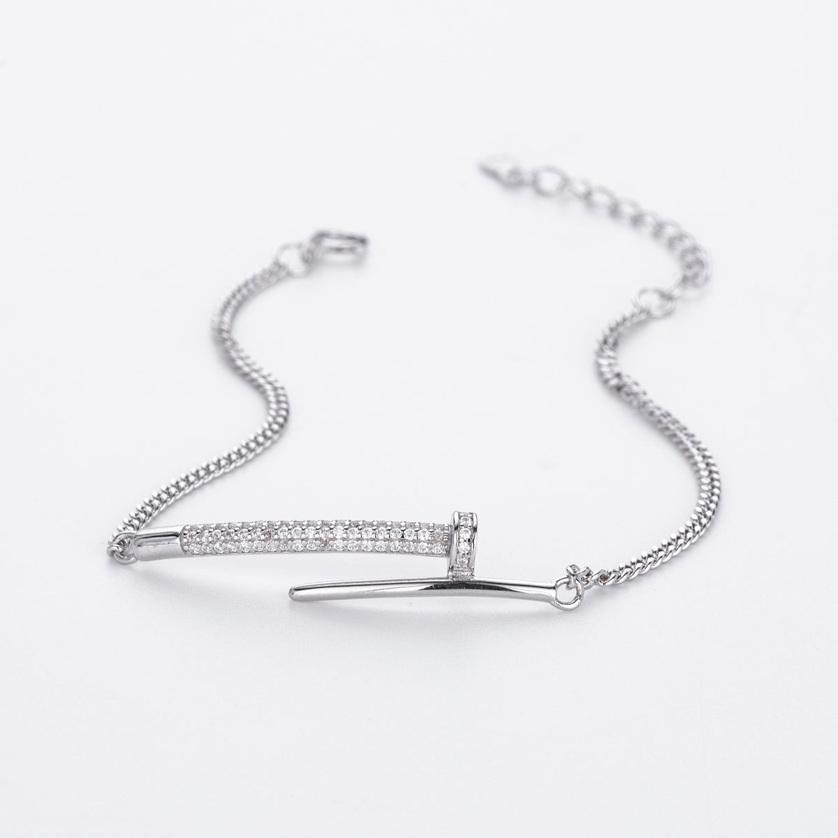 S925 Sterling Silver Studded Bracelet with Zirconia
