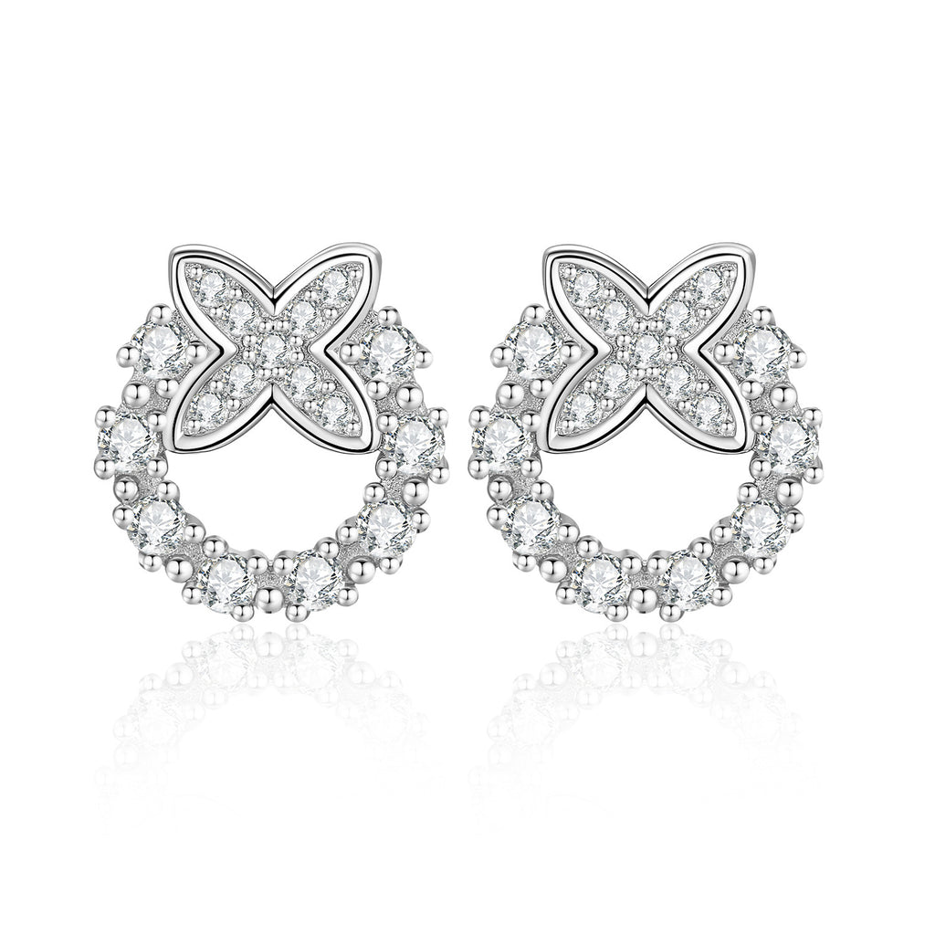 S925 Sterling Silver Moissanite Hoop Stud Earrings