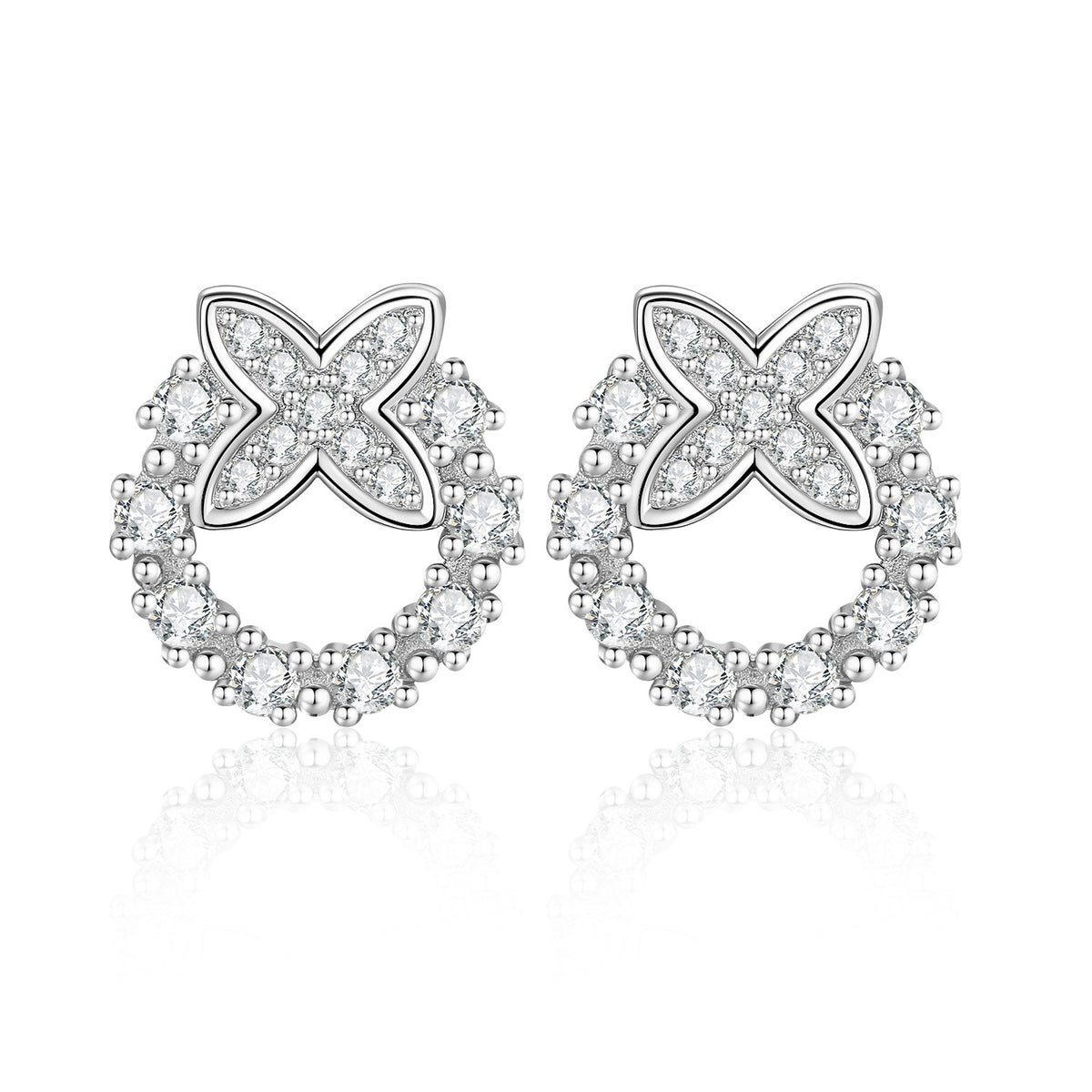 S925 Sterling Silver Moissanite Hoop Stud Earrings
