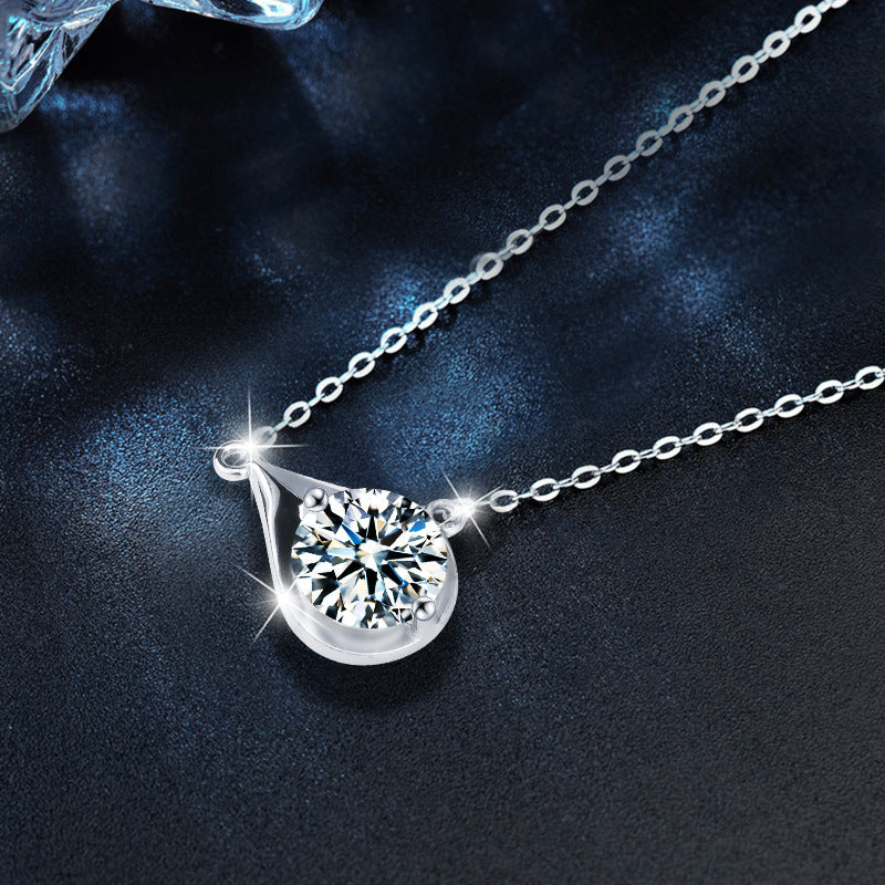 S925 Sterling Silver Moissanite Water Drop Pendant Necklace