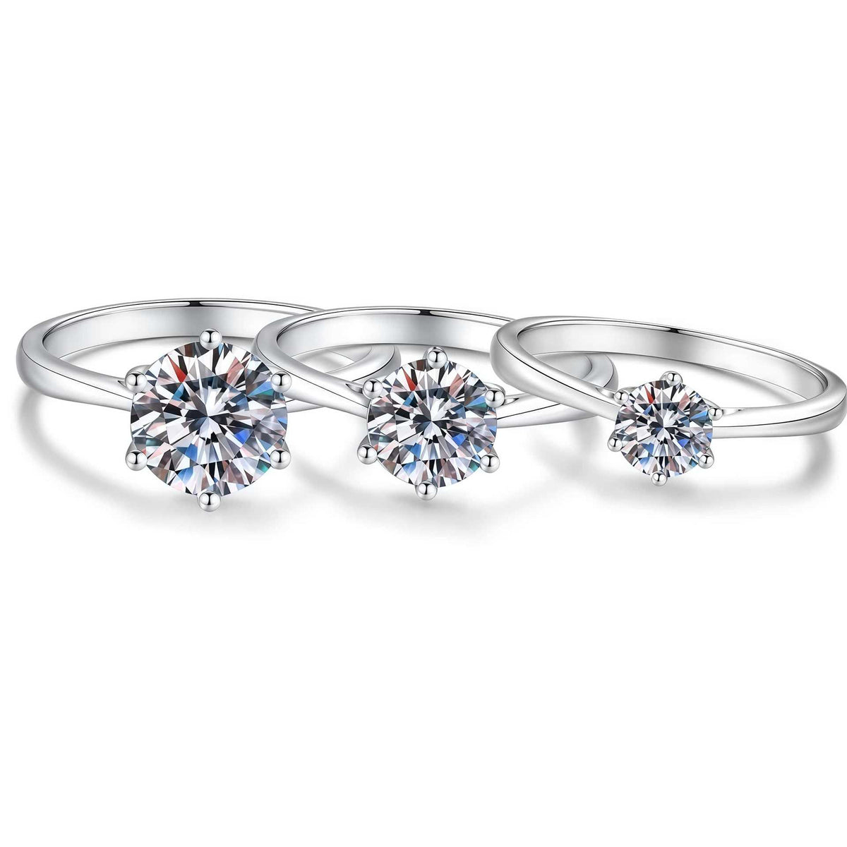 S925 Sterling Silver Six-Prong Moissanite Ring