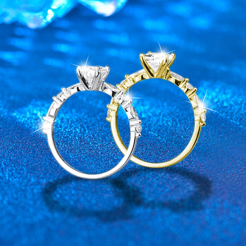  S925 Sterling Silver Square Moissanite Ring