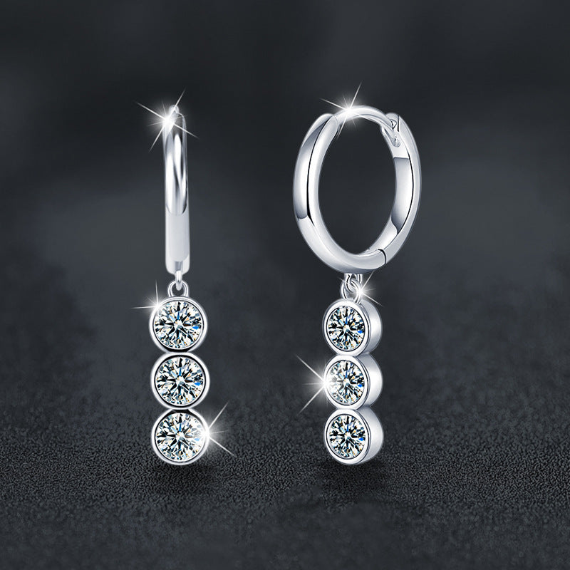 Tassel-shaped moissanite earrings in 925 sterling silver