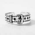 S925 Sterling Silver Creative Leather Buckle Ring