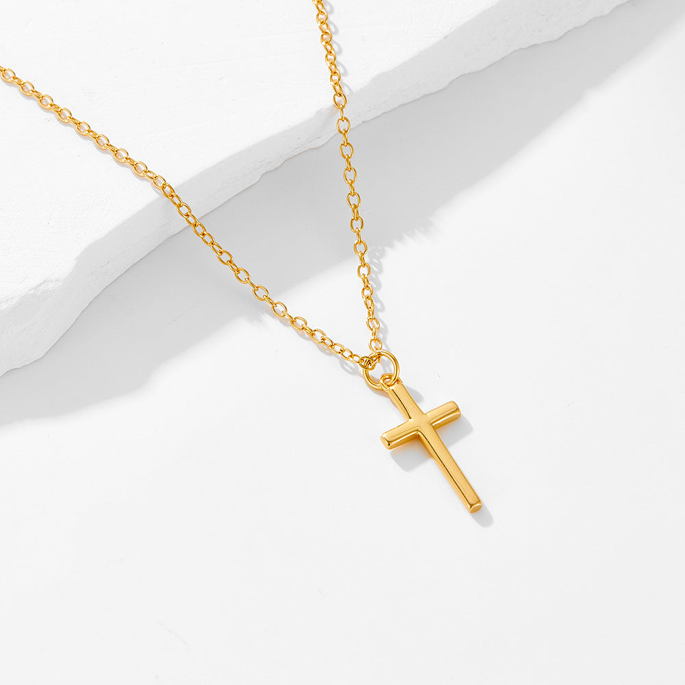 S925 Sterling Silver Vintage Pearl Cross Pendant Necklace