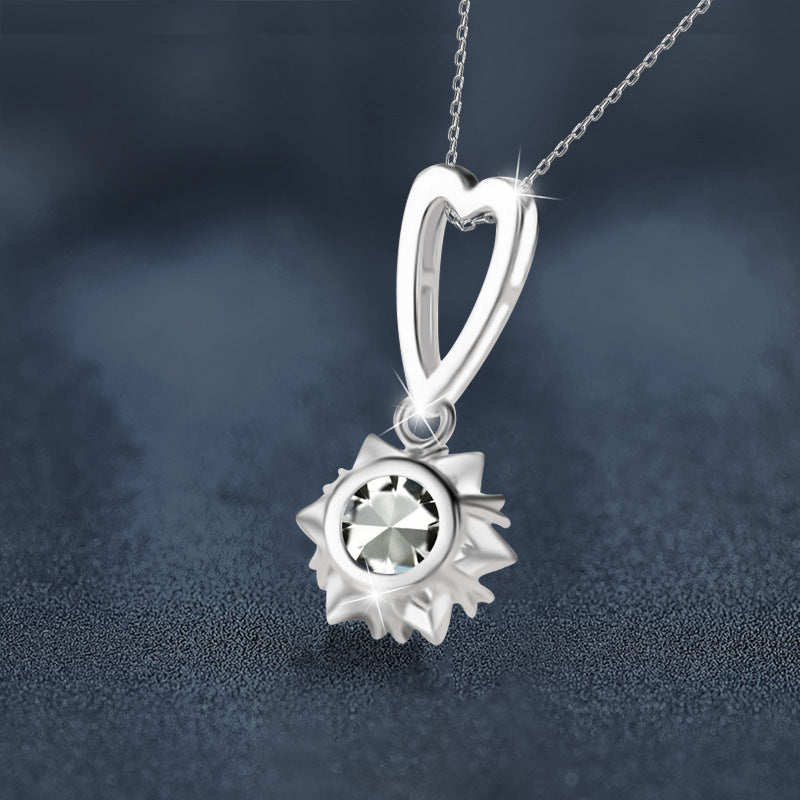 S925 Sterling Silver Loving Heart Moissanite Necklace