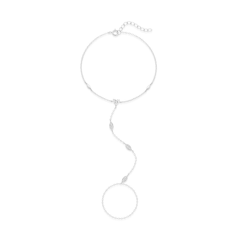 925 sterling silver love devil's eye zircon bracelet ring chain