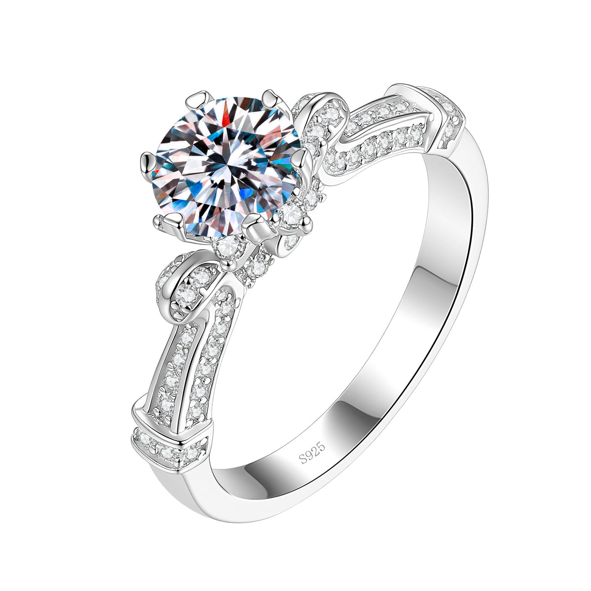 S925 Silver Colorful Moissanite Ring – Bouquet Design