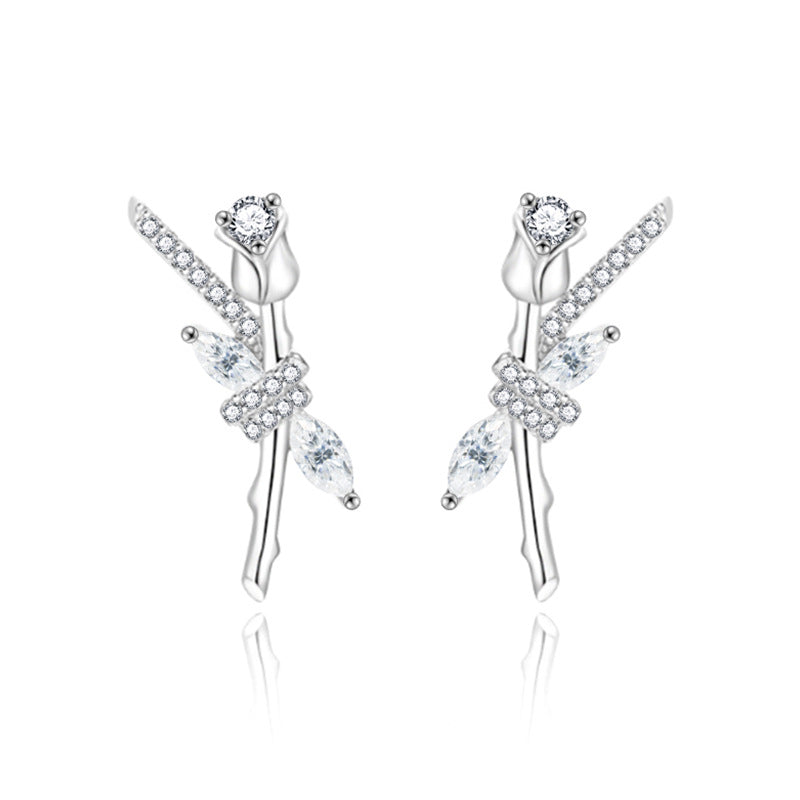 S925 Sterling Silver Marquise Moissanite Rose Lover Earrings