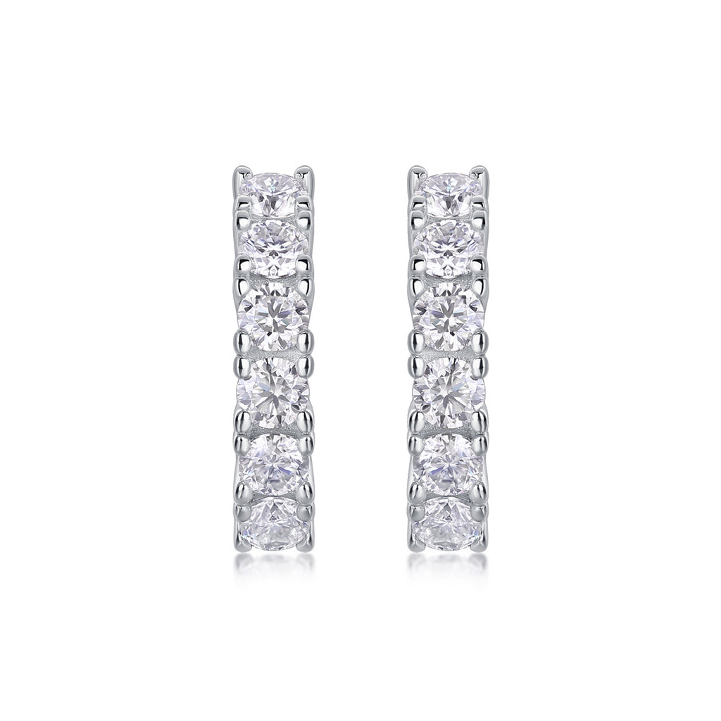 S925 Silver Earrings with Elaborate Moissanite Inlay 