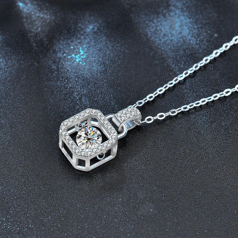 S925 Sterling Silver Moissanite Smart Square Bag Necklace