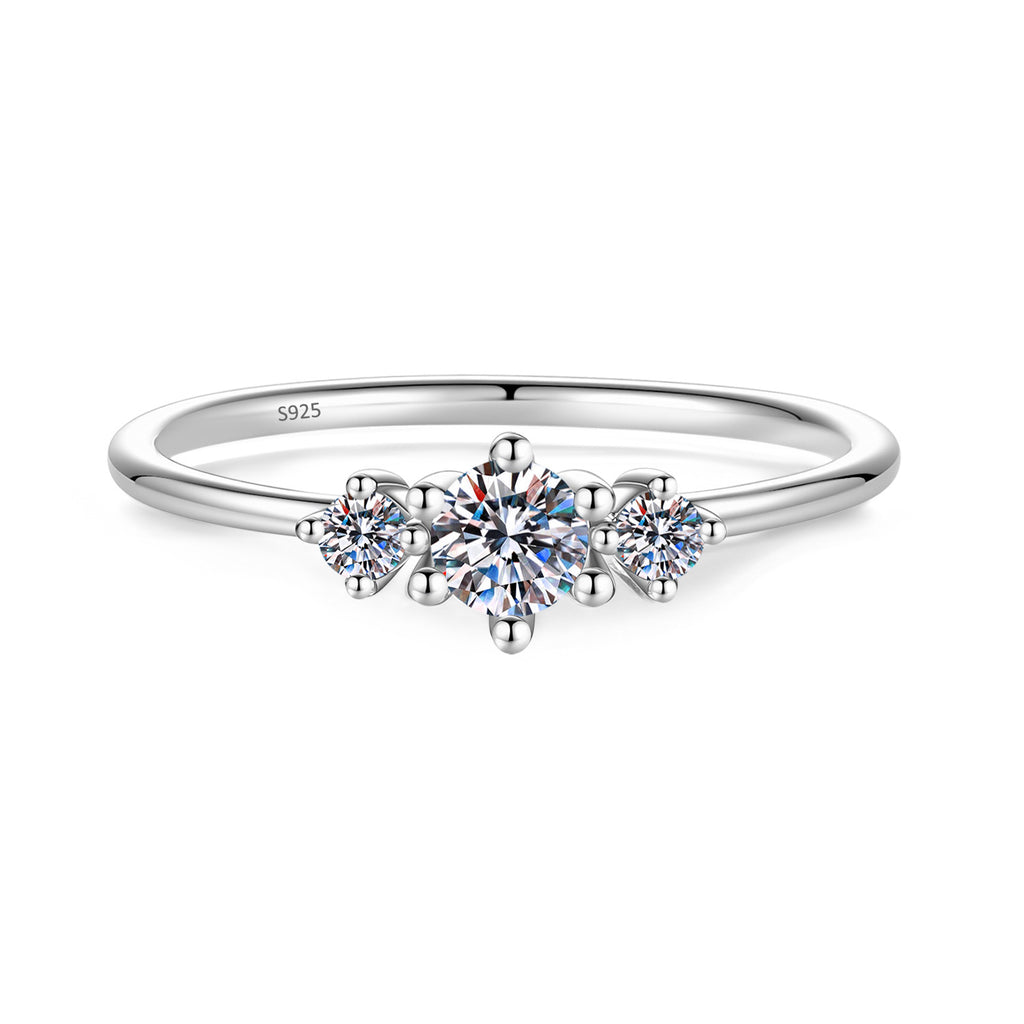 S925 Sterling Silver Moissanite Engagement Ring