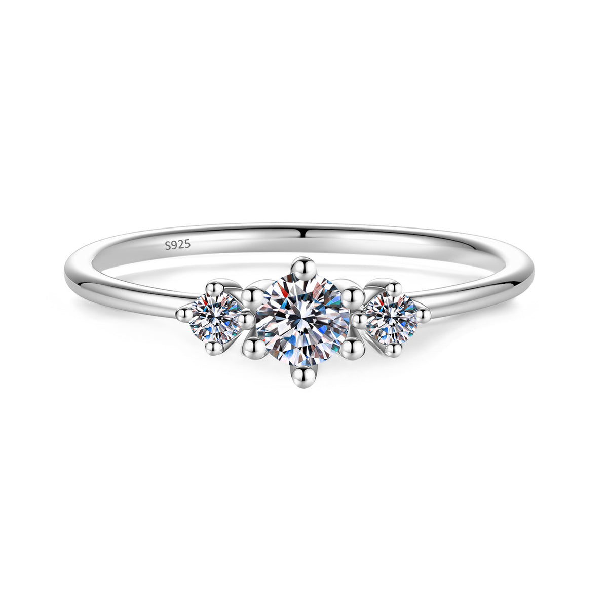 S925 Sterling Silver Moissanite Engagement Ring