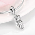 S925 Sterling Silver Owl Zircon Pendant