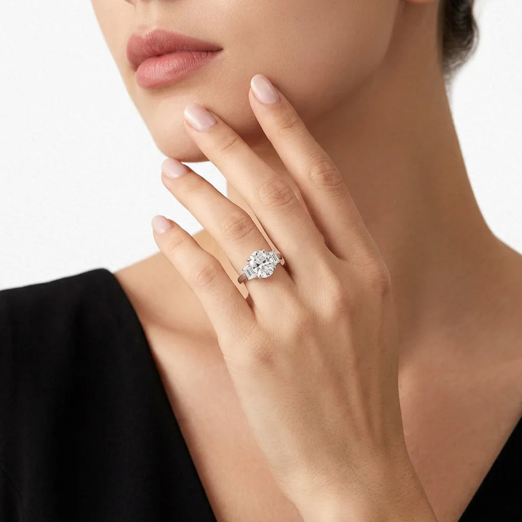 925 Sterling Silver Statement Moissanite Ring